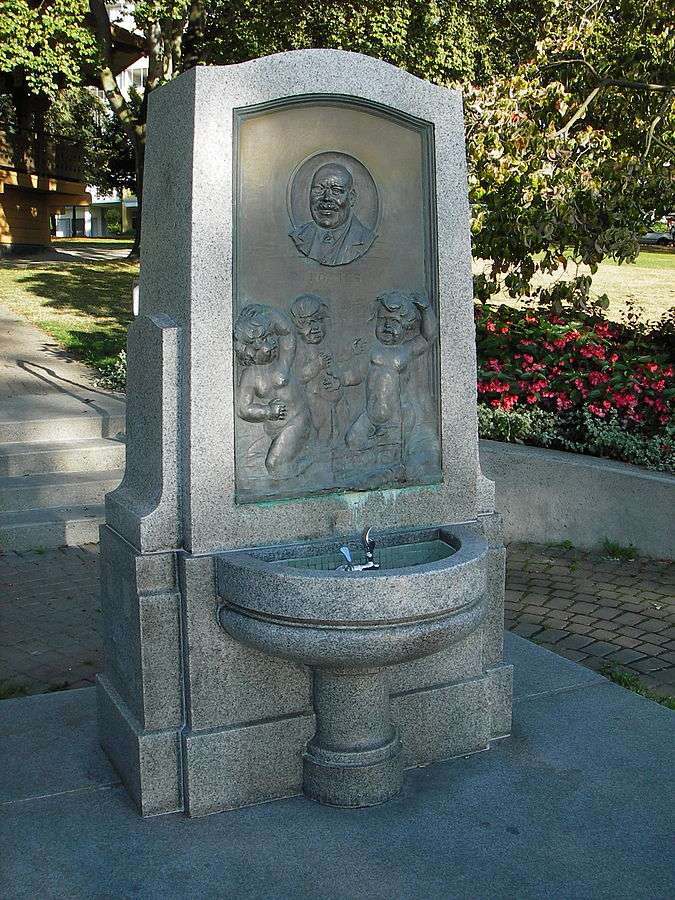 Joe Fortes Memorial Drinking Fountain in Alexandra Park in the West End of Vancouver, British Columbia, Canada. Created in 1927 by sculptor Charles Marega.