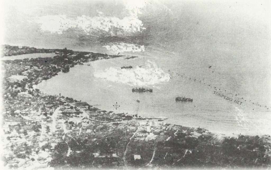 Aerial view of Carlisle Bay in 1942