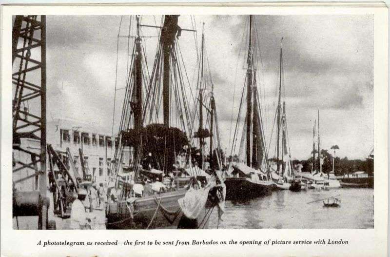 1st phototelegram (fax) sent from Barbados