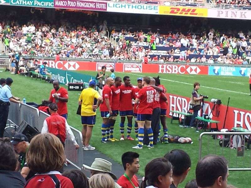 Hong Kong Sevens 2014. Bajan team warm up