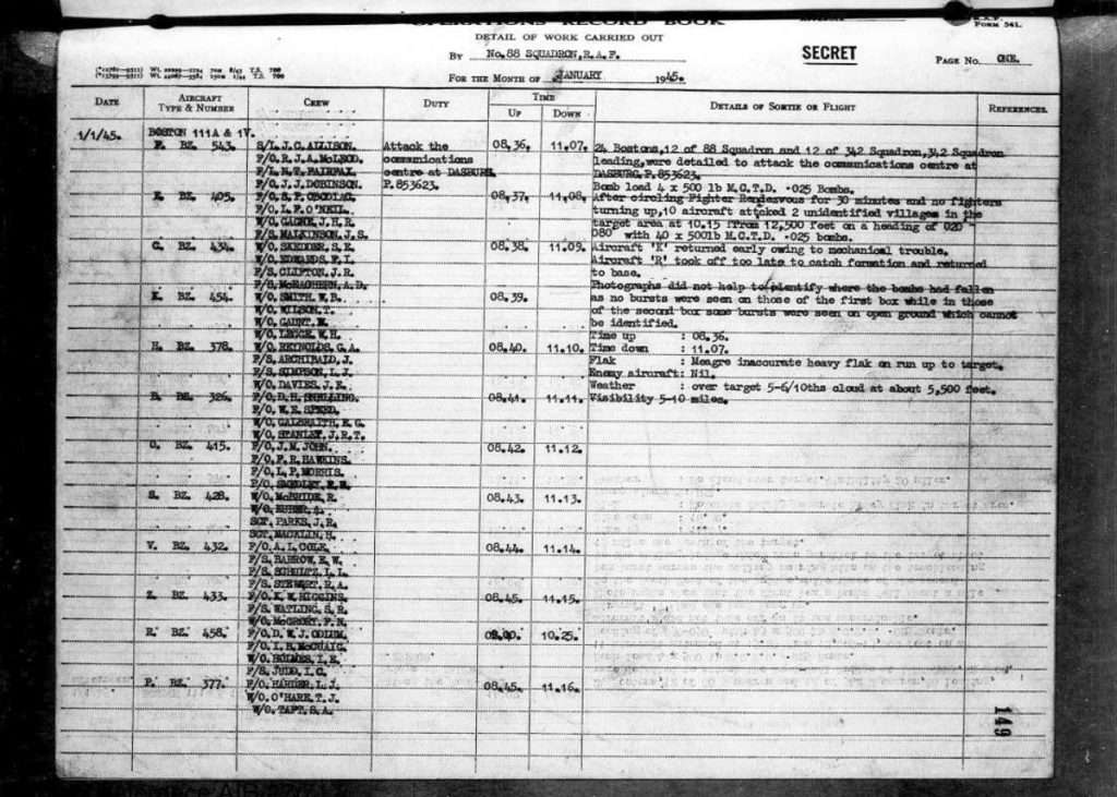RAF 88 Squadron Records -1945
