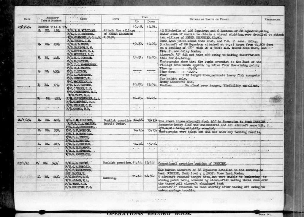 RAF 88 Squadron Records -1945