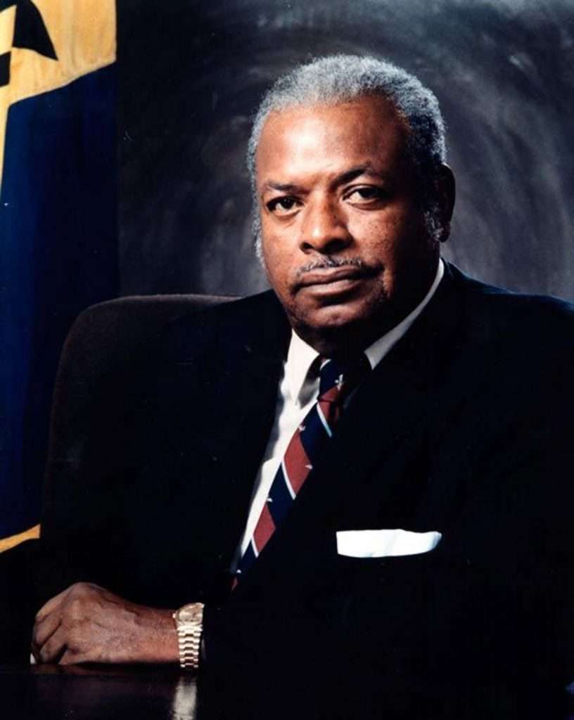 Errol Barrow wearing RAF striped tie