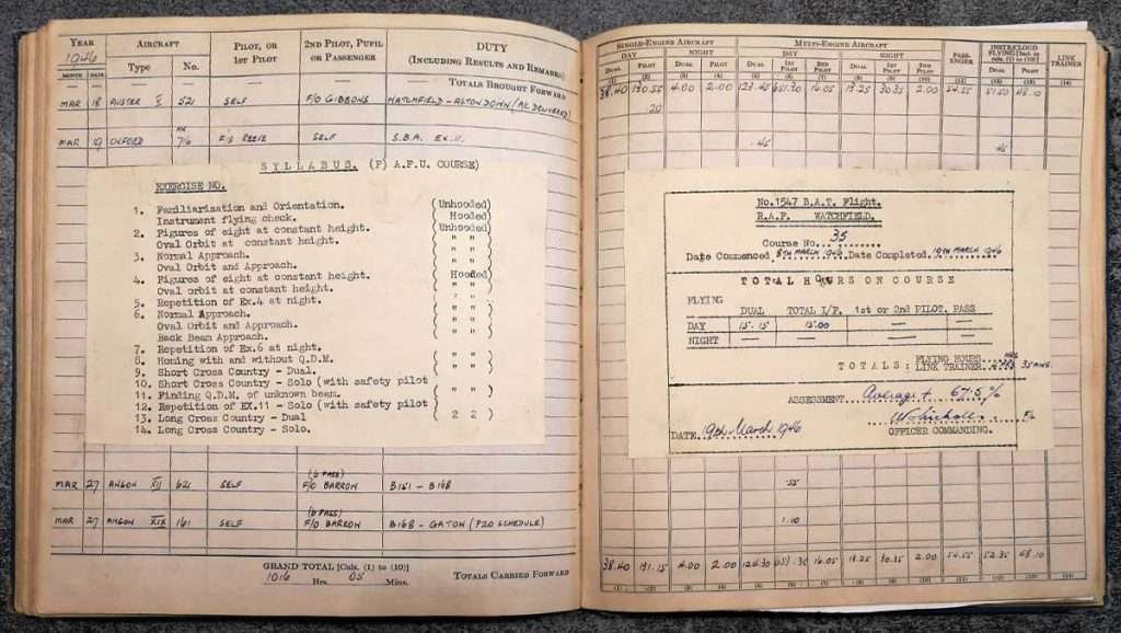 Andrew Cole RAF Pilot log book - Errol Barrow Navigator BAFO Communications Wing