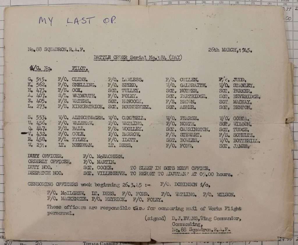Errol Barrow last sortie with 88 Squadron