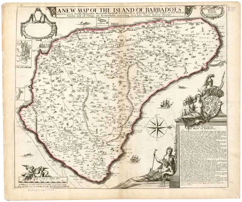 FORD (RICHARD) 1681-1682 Barbados map