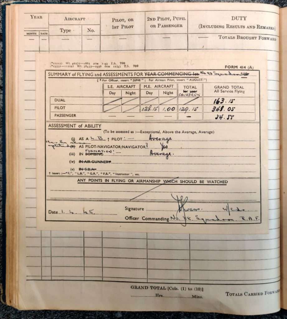 F/O Andrew L Cole Summary of flying with 88 Squadron