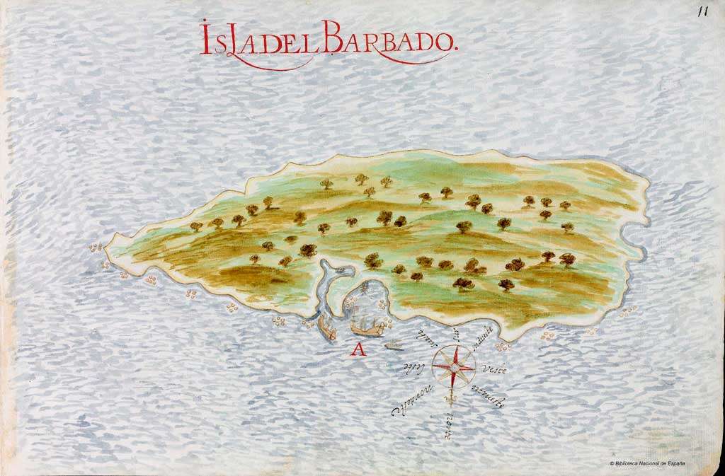 1632 Cardona Barbados map