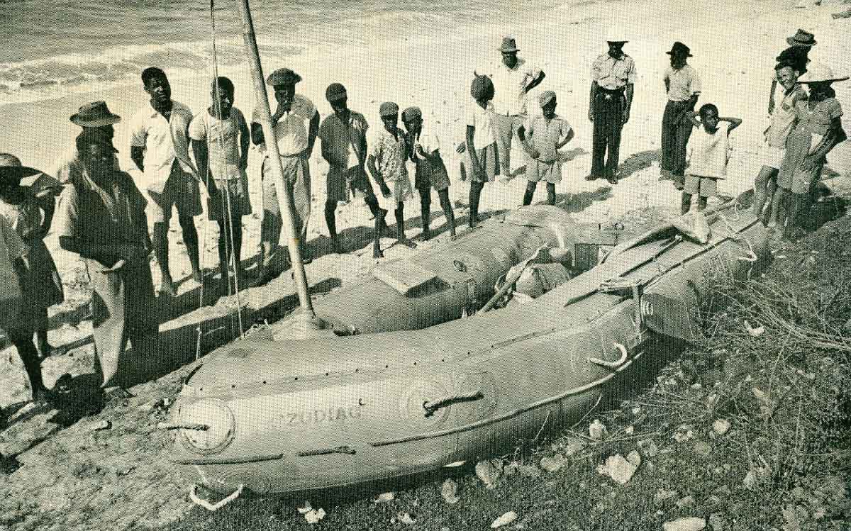 Alain Bombard zodiac L'Heretique Stroude Bay Barbados