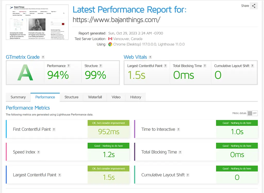 BajanThings - Increasing mobile PageSpeed results