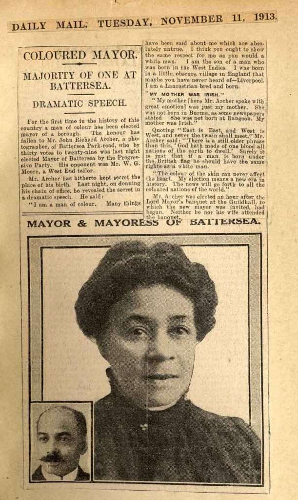 John R Archer Mayor of Battersea 1913