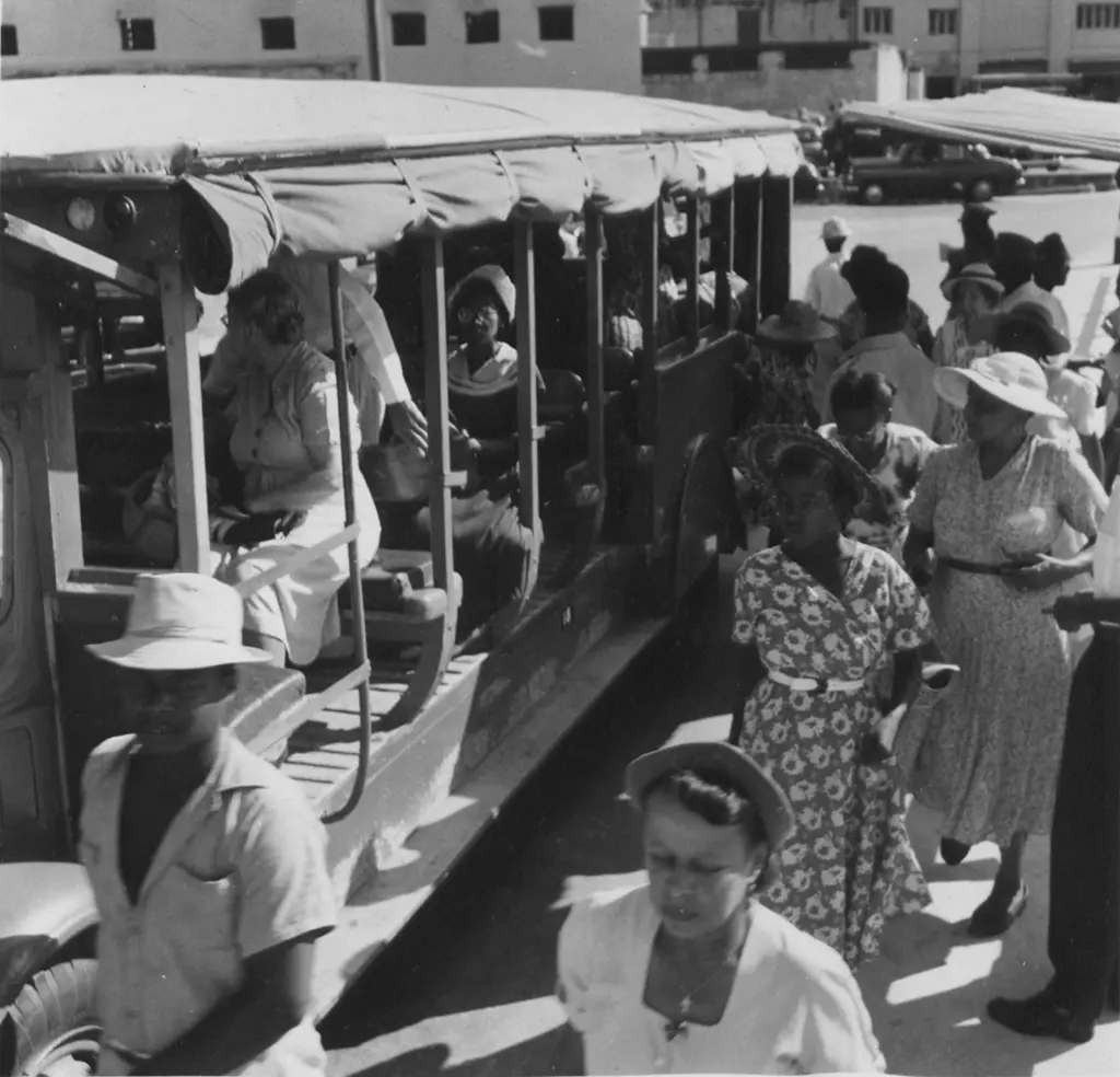 A bus at a stop in Trafalgar Square Bridgetown