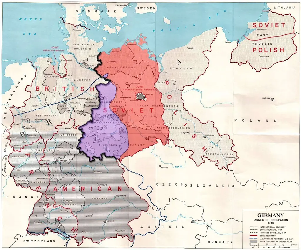 Allied zones of occupation in post-war Germany 1945