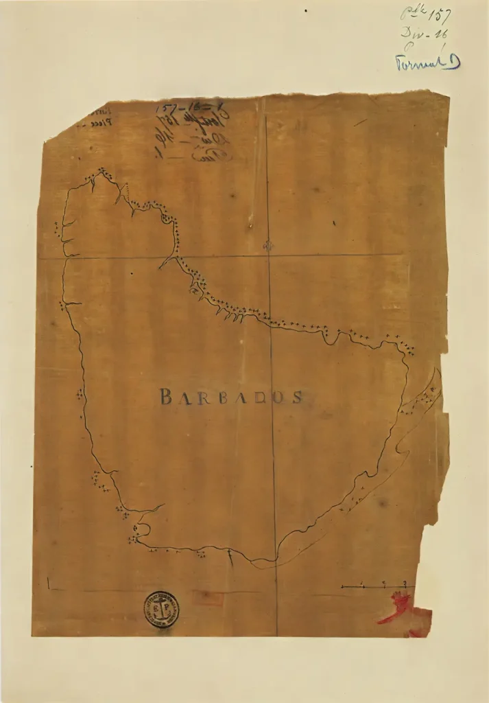 THORNTON AND FISHER 1689 Barbados map