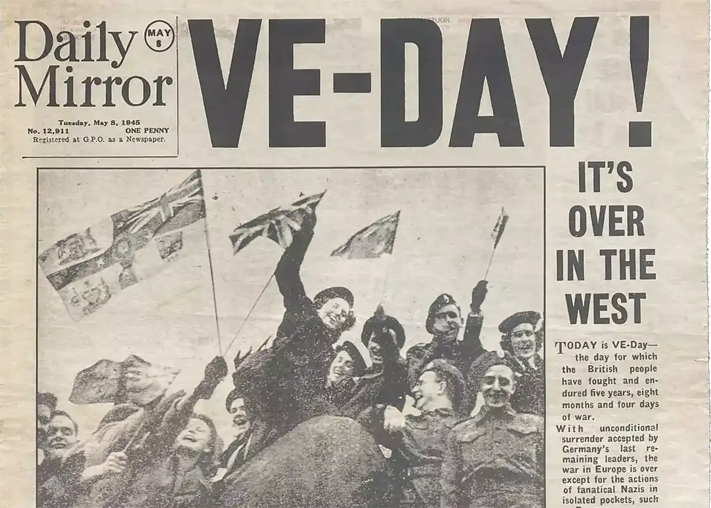 V-E Day May 1945 - Daily Mirror newspaper